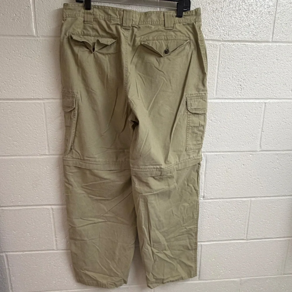 LL Bean Mens Convertible Zip Off Cargo Pants 35x32 Khaki Utility Hiking Pants
